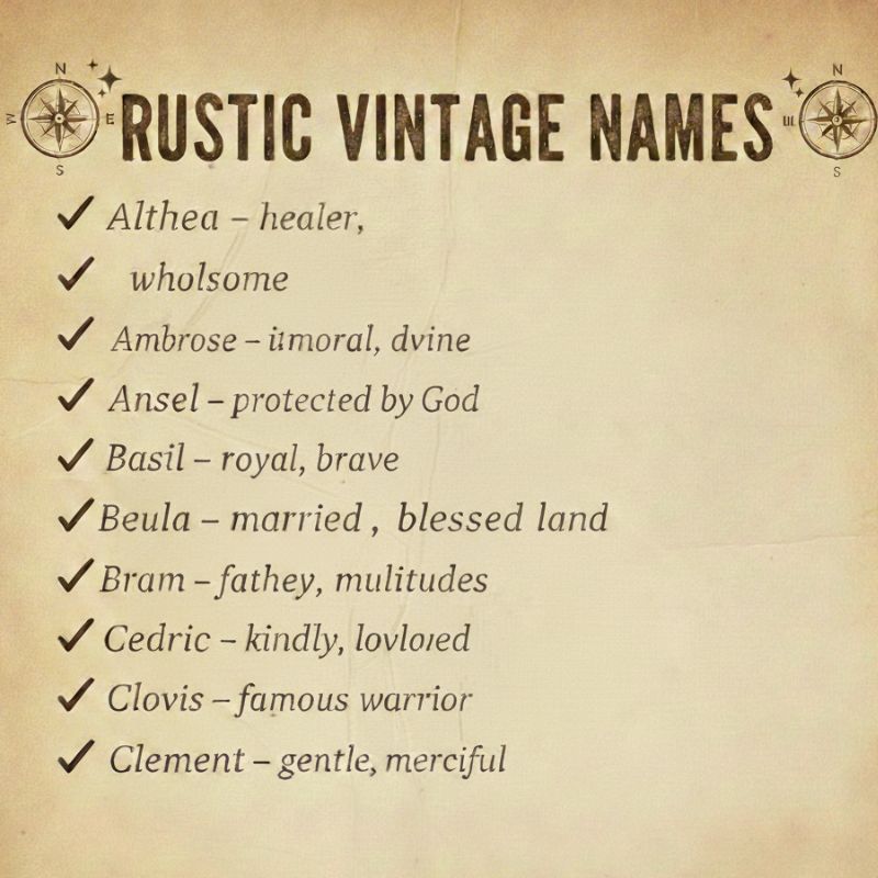 Unique rustic vintage names inspired by nature, heritage, and history