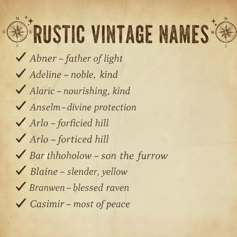 Elegant and earthy rustic vintage names for boys and girls