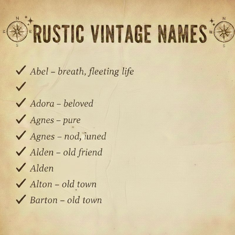 Handpicked rustic vintage names perfect for unique baby naming ideas