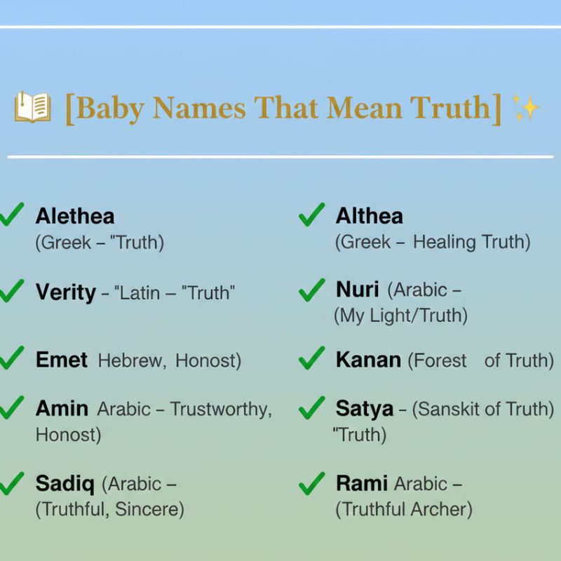 Unique and inspiring baby names for boys and girls that mean truth.