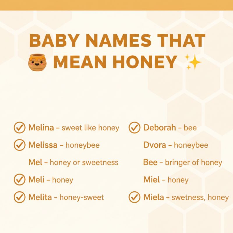 Unique and classic baby names representing honey and positivity.