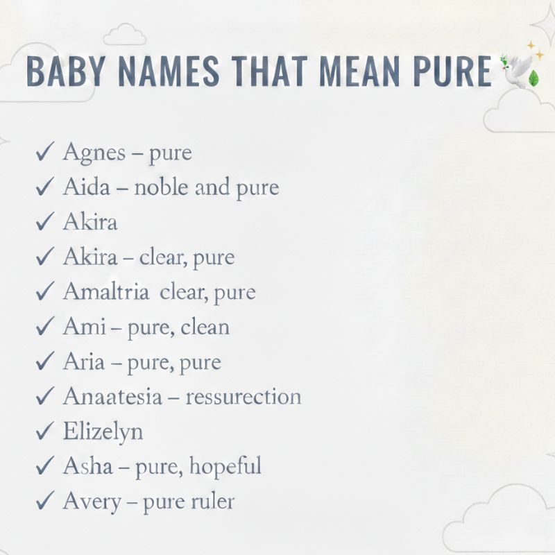 A beautiful collection of baby names that mean pure, perfect for your little one.