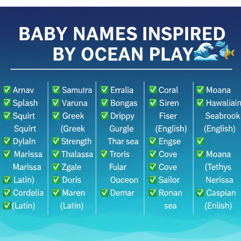 Illustrated ocean creatures with baby name ideas integrated in the design.