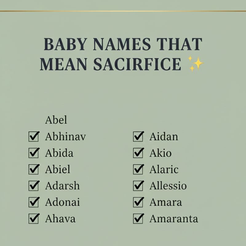 A list of meaningful baby names that symbolize sacrifice, devotion, and selflessness.